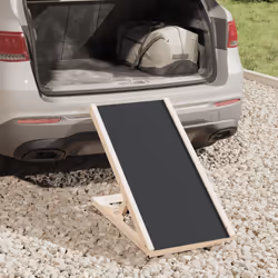 vidaXL Dog Ramp Adjustable Height Pet Ramp Dog Pet Step Grey Solid Wood Fir