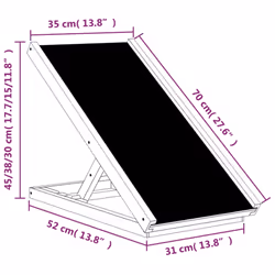 vidaXL Dog Ramp Adjustable Height Pet Ramp Dog Pet Step Grey Solid Wood Fir - Additional view 8