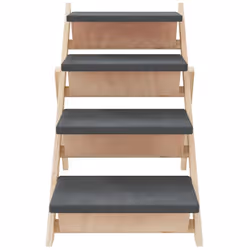 vidaXL Dog Stair Dog Ramp Pet Stair Non-Slip Dog Step Grey Solid Wood Fir - Additional view 4