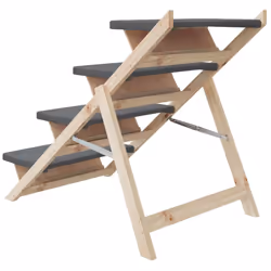 vidaXL Dog Stair Dog Ramp Pet Stair Non-Slip Dog Step Grey Solid Wood Fir - Additional view 6