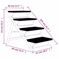 vidaXL Dog Stair Dog Ramp Pet Stair Non-Slip Dog Step Grey Solid Wood Fir - Additional view 8