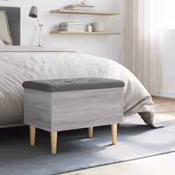 vidaXL Storage Bench Hallway Bench Seat Entryway Shoe Bench Engineered Wood - grey sonoma, 62 x 42 x 46 cm