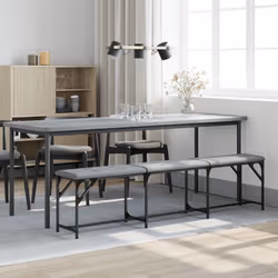 vidaXL Dining Bench Hallway Bench Dining Room Bench Seat Steel and Fabric - light grey, 186 x 32 x 45 cm - Additional view 2