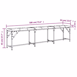 vidaXL Dining Bench Hallway Bench Dining Room Bench Seat Steel and Fabric - light grey, 186 x 32 x 45 cm - Additional view 3