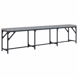 vidaXL Dining Bench Hallway Bench Dining Room Bench Seat Steel and Fabric - light grey, 186 x 32 x 45 cm - Additional view 5