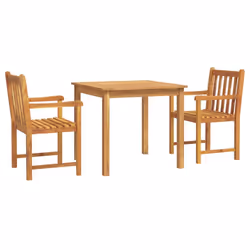 vidaXL Garden Dining Set Wooden Outdoor Table and Chair Set Solid Wood Teak - 85 cm table length/ 3 piece
