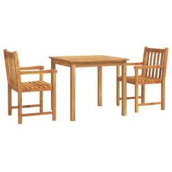 vidaXL Garden Dining Set Wooden Outdoor Table and Chair Set Solid Wood Teak - 85 cm table length/ 3 piece