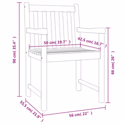 vidaXL Garden Dining Set Wooden Outdoor Table and Chair Set Solid Wood Teak - 85 cm table length/ 3 piece - Additional view 9