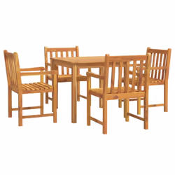 vidaXL Garden Dining Set Wooden Outdoor Table and Chair Set Solid Wood Teak - 85 cm table length/ 5 piece