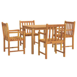 vidaXL Garden Dining Set Wooden Outdoor Table and Chair Set Solid Wood Teak - 85 cm table length/ 5 piece