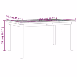 vidaXL Garden Dining Set Wooden Outdoor Table and Chair Set Solid Wood Teak - 150 cm table length/ 7 piece - Additional view 10