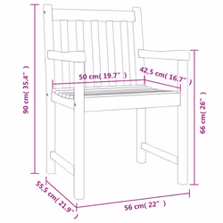 vidaXL Garden Dining Set Wooden Outdoor Table and Chair Set Solid Wood Teak - 150 cm table length/ 7 piece - Additional view 3