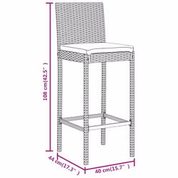 vidaXL Garden Bar Set Table and Chair with Cushions Grey Poly Rattan - 10 piece