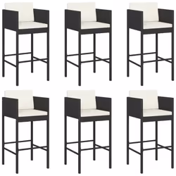 vidaXL Garden Bar Set Outdoor Table Bar Table Set with Cushions Poly Rattan - black, 7 piece