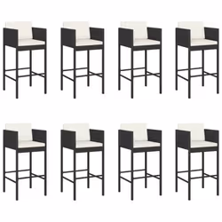 vidaXL Garden Bar Set Outdoor Table Bar Table Set with Cushions Poly Rattan - black, 9 piece