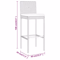 vidaXL Garden Bar Set Table and Chair Set 9 Piece with Cushions Poly Rattan - grey