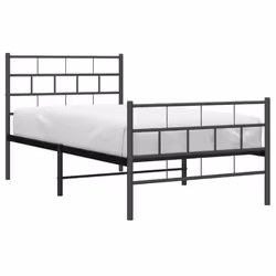 vidaXL Metal Bed Frame Bedroom Platform Bed Base Bedstead Mattress Foundation - black, 100 x 190 cm/with headboard & footboard - Additional view 2