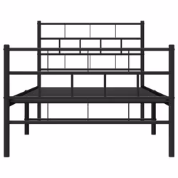 vidaXL Metal Bed Frame Bedroom Platform Bed Base Bedstead Mattress Foundation - black, 100 x 190 cm/with headboard & footboard - Additional view 4