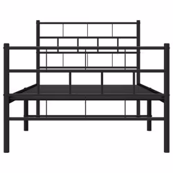 vidaXL Metal Bed Frame Bedroom Platform Bed Base Bedstead Mattress Foundation - black, 100 x 200 cm/with headboard & footboard - Additional view 4