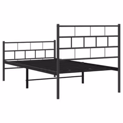 vidaXL Metal Bed Frame Bedroom Platform Bed Base Bedstead Mattress Foundation - black, 100 x 200 cm/with headboard & footboard - Additional view 6