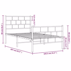vidaXL Metal Bed Frame Bedroom Platform Bed Base Bedstead Mattress Foundation - black, 100 x 200 cm/with headboard & footboard - Additional view 8