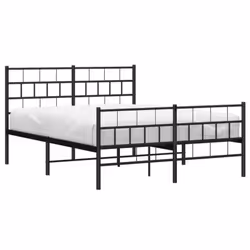 vidaXL Metal Bed Frame Bedroom Platform Bed Base Bedstead Mattress Foundation - black, 120 x 190 cm/with headboard & footboard - Additional view 2