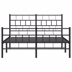vidaXL Metal Bed Frame Bedroom Platform Bed Base Bedstead Mattress Foundation - black, 120 x 190 cm/with headboard & footboard - Additional view 4