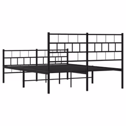vidaXL Metal Bed Frame Bedroom Platform Bed Base Bedstead Mattress Foundation - black, 120 x 190 cm/with headboard & footboard - Additional view 6