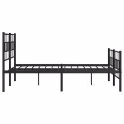 vidaXL Metal Bed Frame Bedroom Platform Bed Base Bedstead Mattress Foundation - black, 140 x 190 cm/with headboard & footboard - Additional view 5