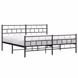 vidaXL Metal Bed Frame Bedroom Platform Bed Base Bedstead Mattress Foundation - black, 183 x 213 cm/with headboard & footboard - Additional view 2