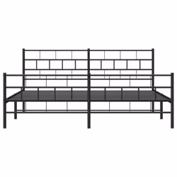 vidaXL Metal Bed Frame Bedroom Platform Bed Base Bedstead Mattress Foundation - black, 183 x 213 cm/with headboard & footboard - Additional view 4