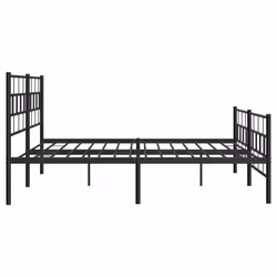 vidaXL Metal Bed Frame Bedroom Platform Bed Base Bedstead Mattress Foundation - black, 183 x 213 cm/with headboard & footboard - Additional view 5
