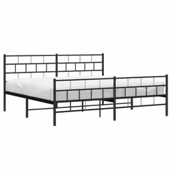 vidaXL Metal Bed Frame Bedroom Platform Bed Base Bedstead Mattress Foundation - black, 193 x 203 cm/with headboard & footboard - Additional view 2