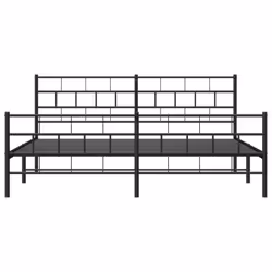 vidaXL Metal Bed Frame Bedroom Platform Bed Base Bedstead Mattress Foundation - black, 193 x 203 cm/with headboard & footboard - Additional view 4