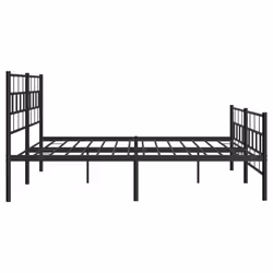 vidaXL Metal Bed Frame Bedroom Platform Bed Base Bedstead Mattress Foundation - black, 193 x 203 cm/with headboard & footboard - Additional view 5