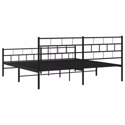 vidaXL Metal Bed Frame Bedroom Platform Bed Base Bedstead Mattress Foundation - black, 193 x 203 cm/with headboard & footboard - Additional view 6