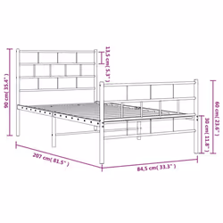 vidaXL Metal Bed Frame Bed Base with Headboard and Footboard White 107x203 cm - with headboard & footboard, 80 x 200 cm