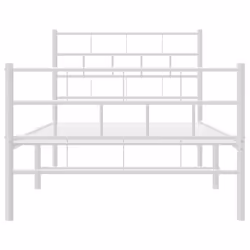 vidaXL Metal Bed Frame Bed Base with Headboard and Footboard White 107x203 cm - with headboard & footboard, 90 x 200 cm - Additional view 4