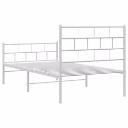 vidaXL Metal Bed Frame Bed Base with Headboard and Footboard White 107x203 cm - with headboard & footboard, 90 x 200 cm - Additional view 6
