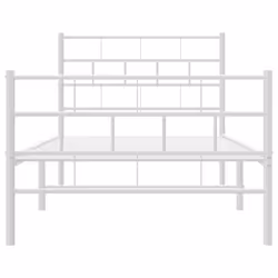 vidaXL Metal Bed Frame Bed Base with Headboard and Footboard White 107x203 cm - with headboard & footboard, 100 x 190 cm - Additional view 4