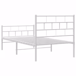 vidaXL Metal Bed Frame Bed Base with Headboard and Footboard White 107x203 cm - with headboard & footboard, 100 x 190 cm - Additional view 6