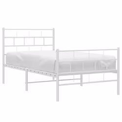 vidaXL Metal Bed Frame Bed Base with Headboard and Footboard White 107x203 cm - with headboard & footboard, 107 x 203 cm - Additional view 2