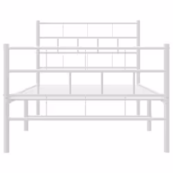 vidaXL Metal Bed Frame Bed Base with Headboard and Footboard White 107x203 cm - with headboard & footboard, 107 x 203 cm - Additional view 4