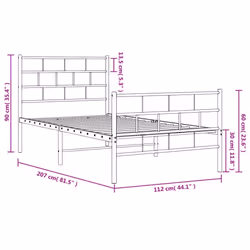 vidaXL Metal Bed Frame Bed Base with Headboard and Footboard White 107x203 cm - with headboard & footboard, 107 x 203 cm - Additional view 8