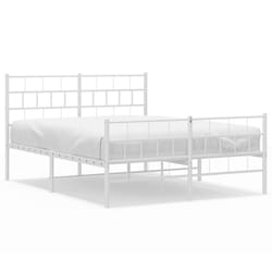 vidaXL Metal Bed Frame Bed Base with Headboard and Footboard White 107x203 cm - with headboard & footboard, 120 x 200 cm