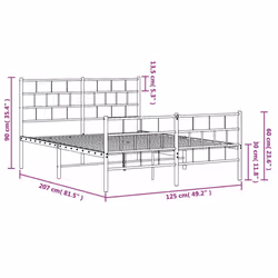 vidaXL Metal Bed Frame Bed Base with Headboard and Footboard White 107x203 cm - with headboard & footboard, 120 x 200 cm