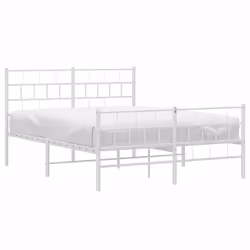 vidaXL Metal Bed Frame Bed Base with Headboard and Footboard White 107x203 cm - with headboard & footboard, 140 x 190 cm - Additional view 2