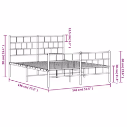 vidaXL Metal Bed Frame Bed Base with Headboard and Footboard White 107x203 cm - with headboard & footboard, 140 x 190 cm - Additional view 3