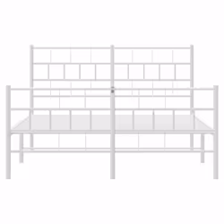 vidaXL Metal Bed Frame Bed Base with Headboard and Footboard White 107x203 cm - with headboard & footboard, 140 x 190 cm - Additional view 4