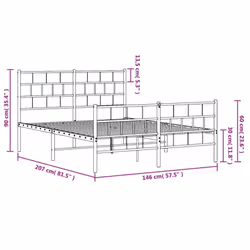 vidaXL Metal Bed Frame Bed Base with Headboard and Footboard White 107x203 cm - with headboard & footboard, 140 x 200 cm - Additional view 8